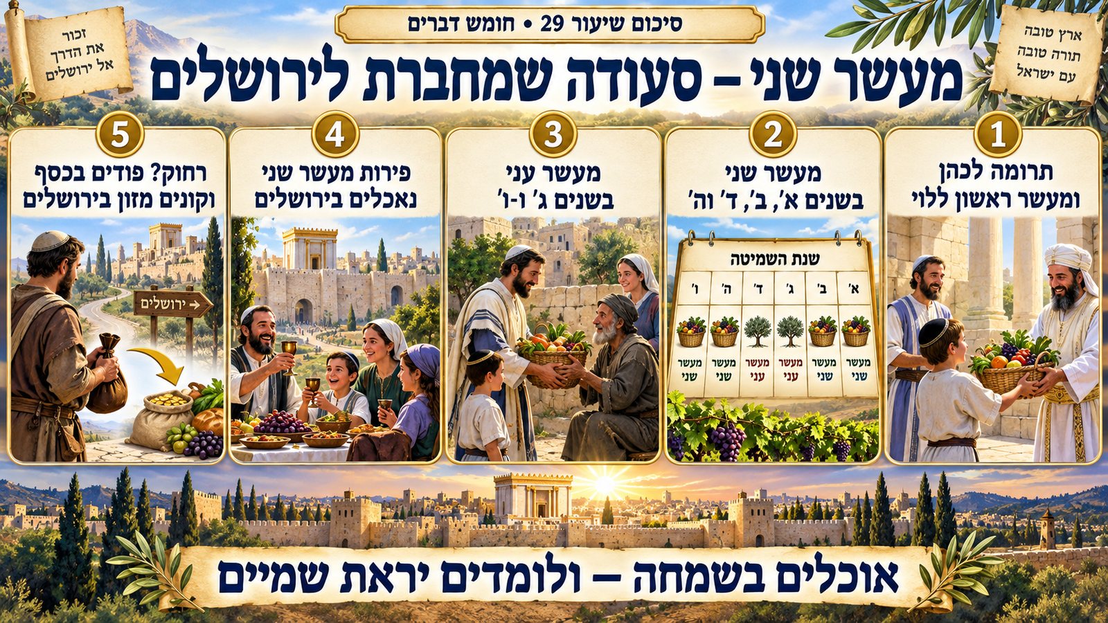 סיכום שיעור 29: מעשר שני — סעודה שמחברת לירושלים
