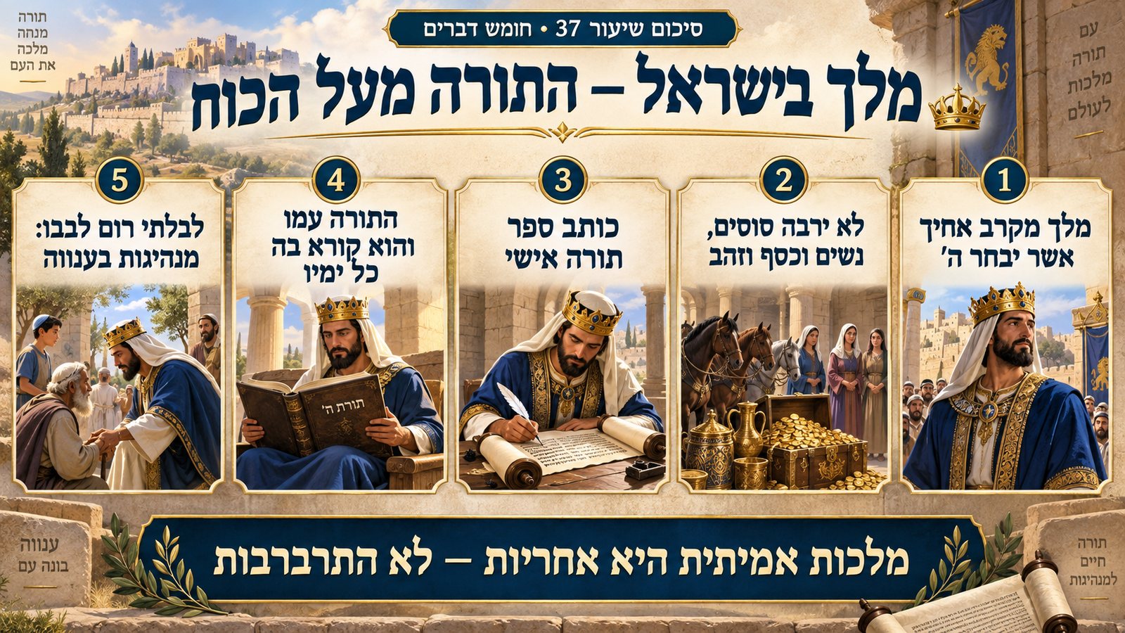 סיכום שיעור 37: מלך בישראל — התורה מעל הכוח